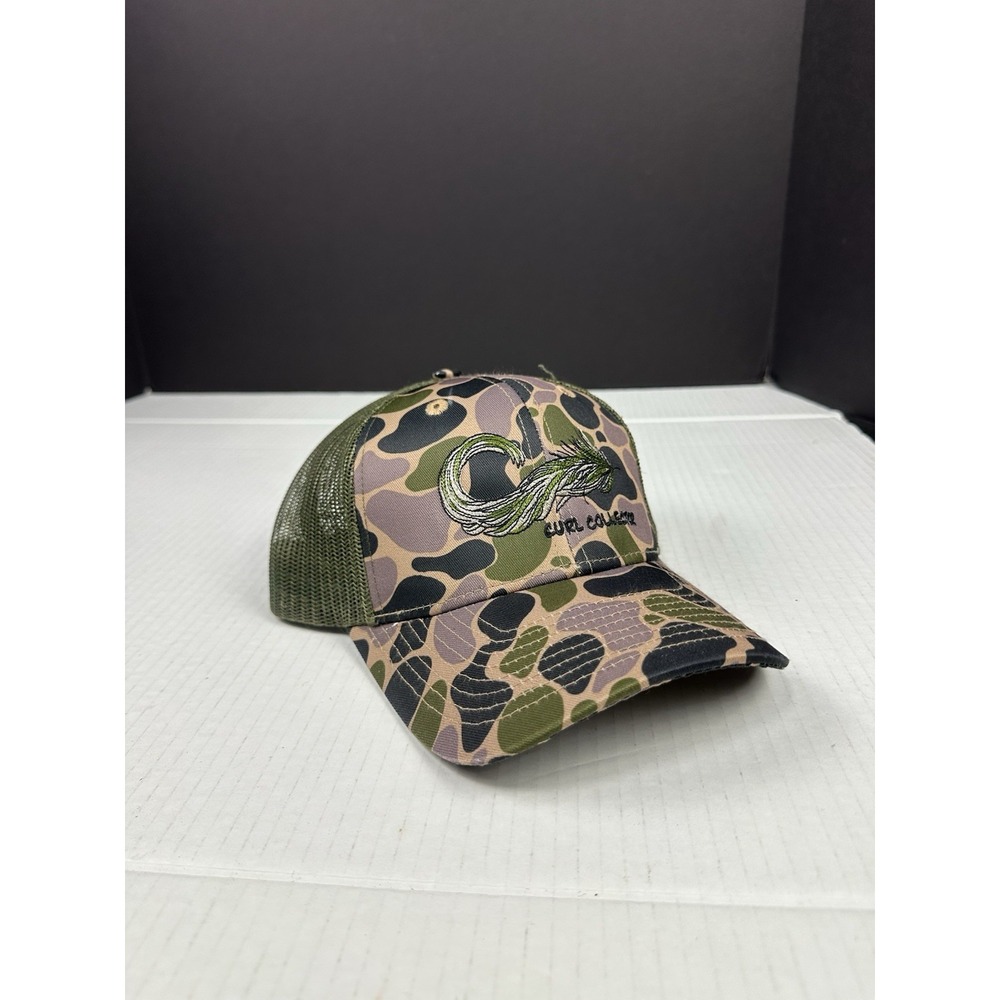 Livin' Hooked Curl Collector Camo Mesh Snapback Cap Fly Fishing Trucker Hat
